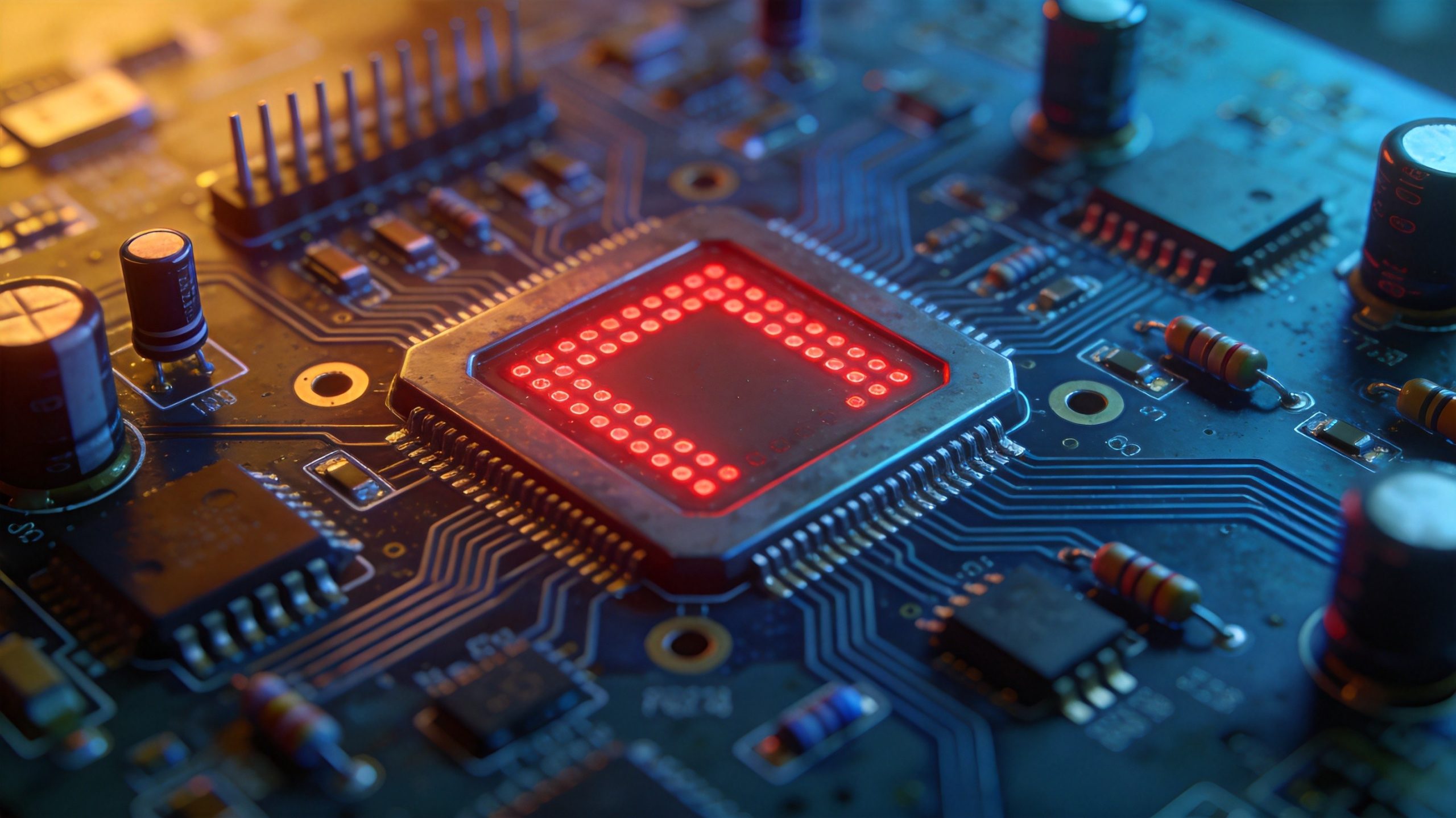 Electronic component shortage - circuit board with empty footprints highlighted