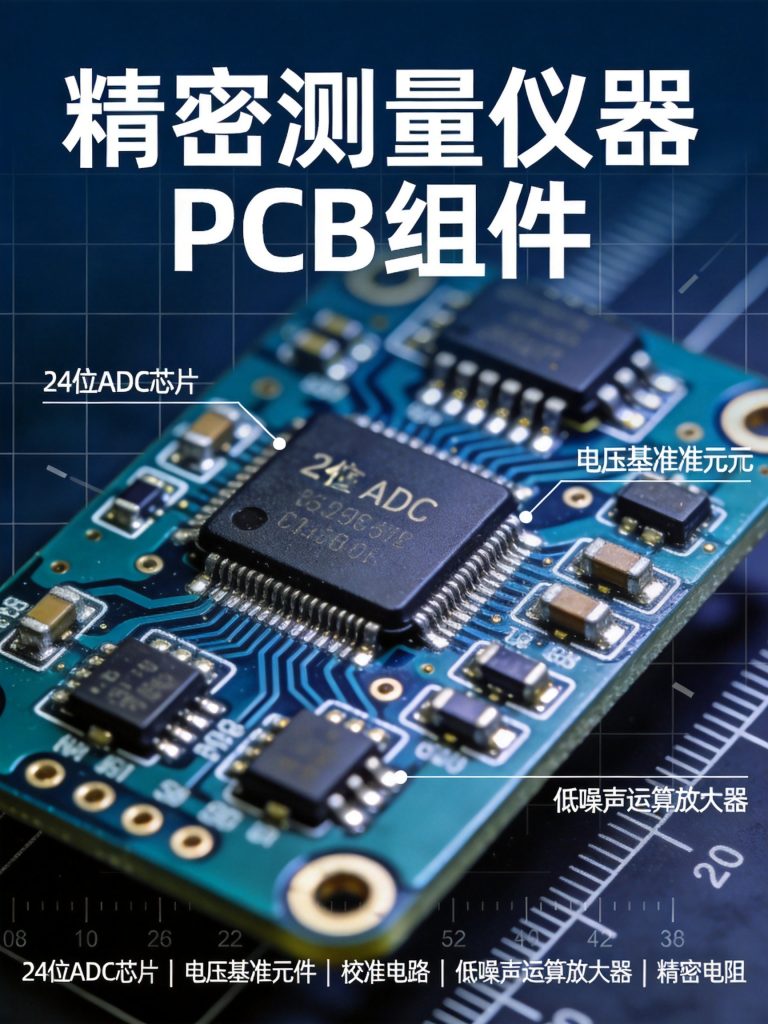 Precision measurement PCB with 24-bit ADC voltage reference and calibration circuit for test instrumentation