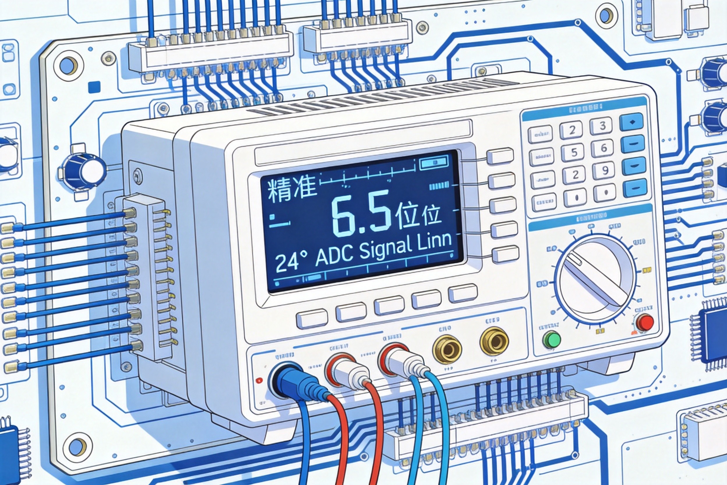 High-precision 6.5-digit digital multimeter PCB with 24-bit ADC signal chain and guard traces