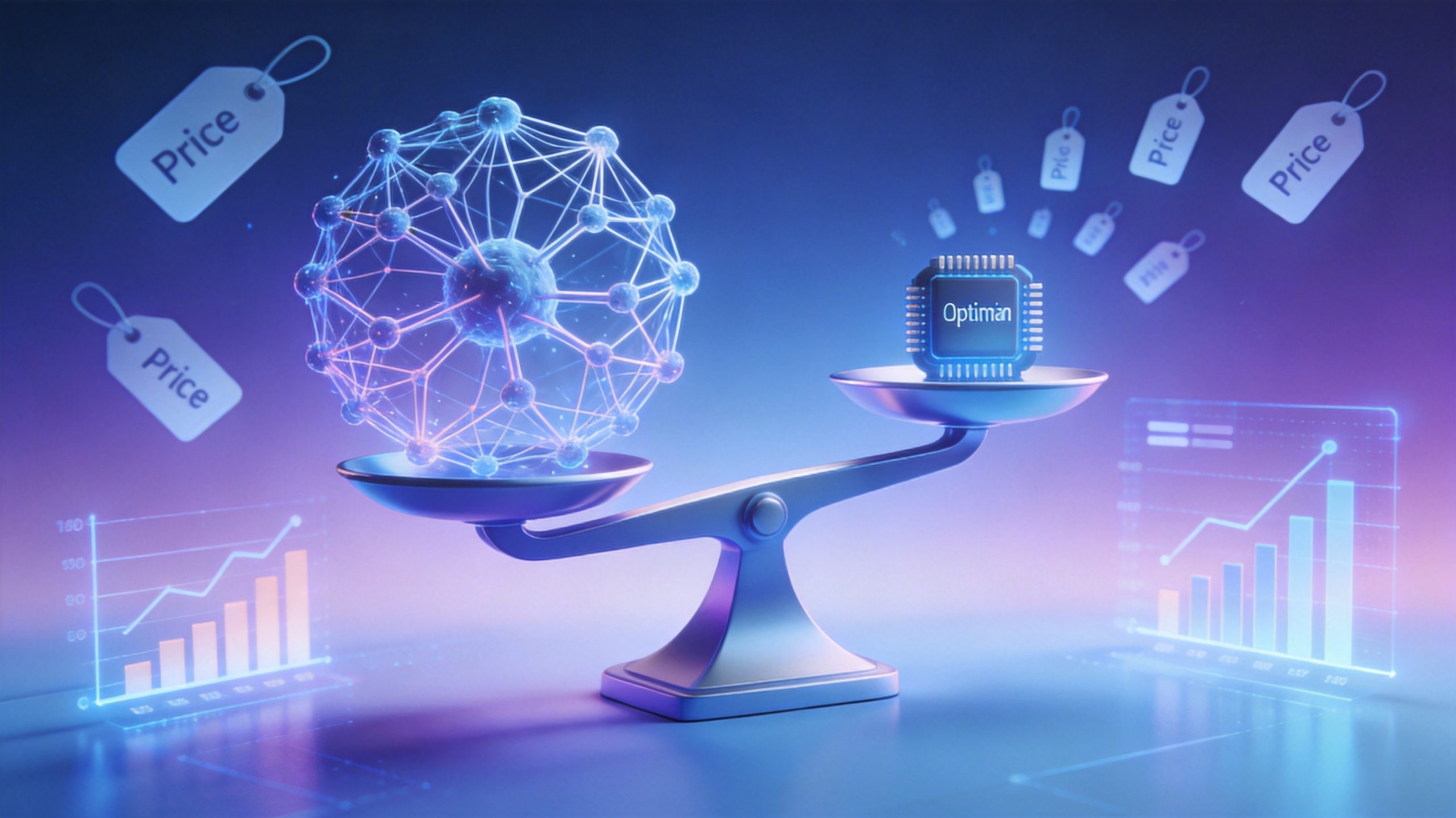 AI model efficiency and cost competition balance scale