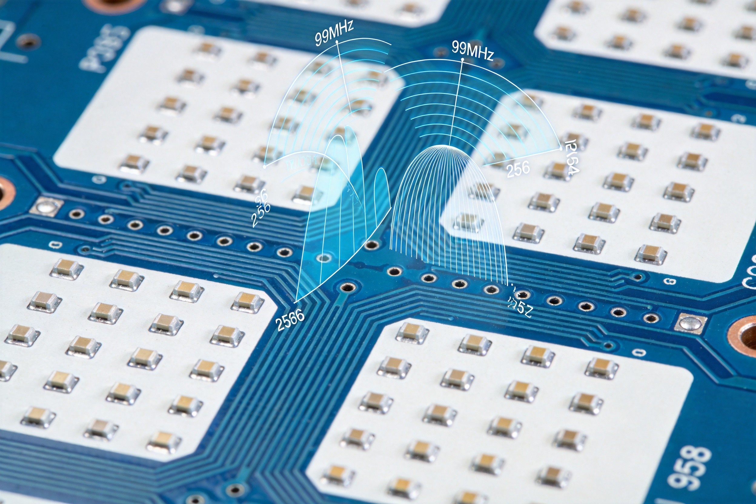 39GHz mmWave phased array PCB with 256 patch antenna elements and PTFE substrate